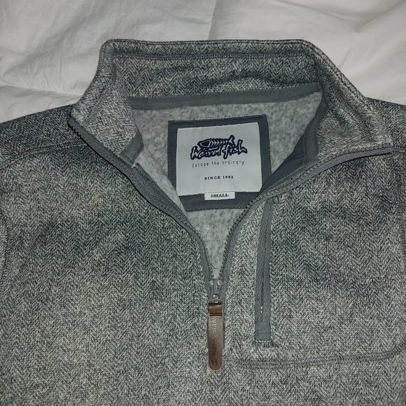 Weird Fish Winter Warm Sweatshirt Men's UK Small Gray tweed Henley 1/2 Zip Fit - Picture 5 of 7